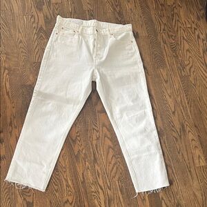 GAP White Frayed Hem Jeans
